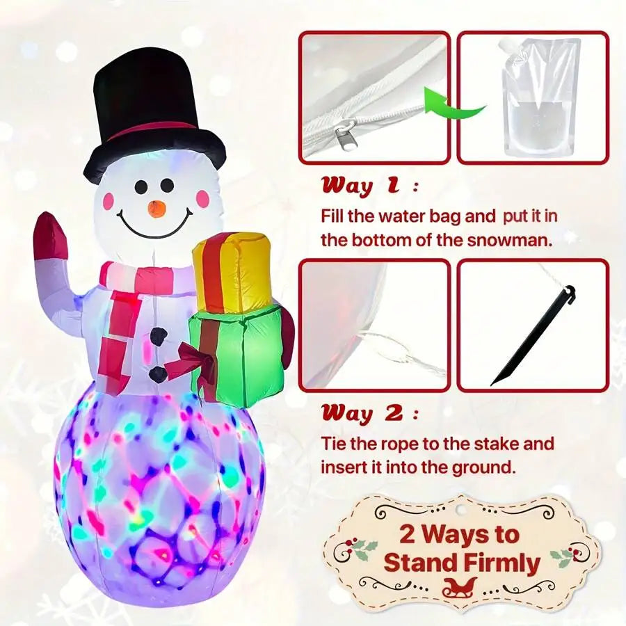 5ft Inflatable LED Rotating Light Snowman Outdoor Yard Xmas Decoration Christmas Decorations Home Christmas Gifts Christmas Decor