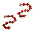 2Pcs Artificial Christmas Garland Red Poinsettia Eucalyptus Faux Flower Fireplace Mantel Front Door Wall Indoor Outdoor Party