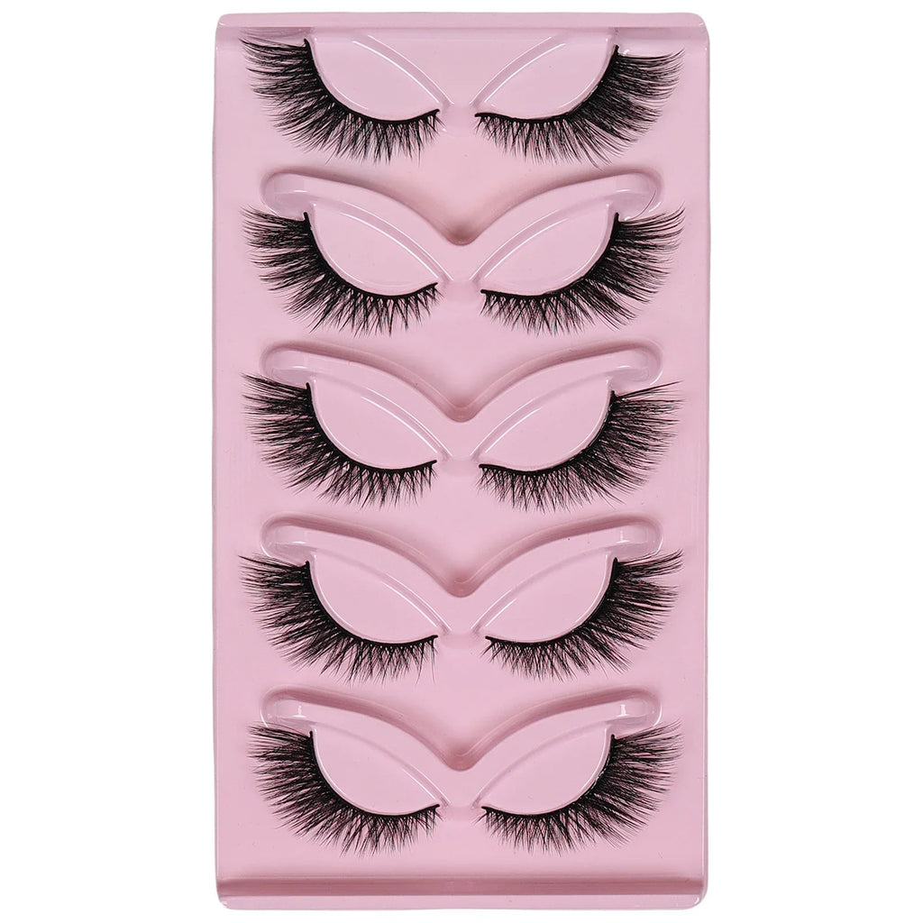 5 Pairs Cat Eye Lashes Wispy Fake Lashes | Fluffy Winged False Eyelashes