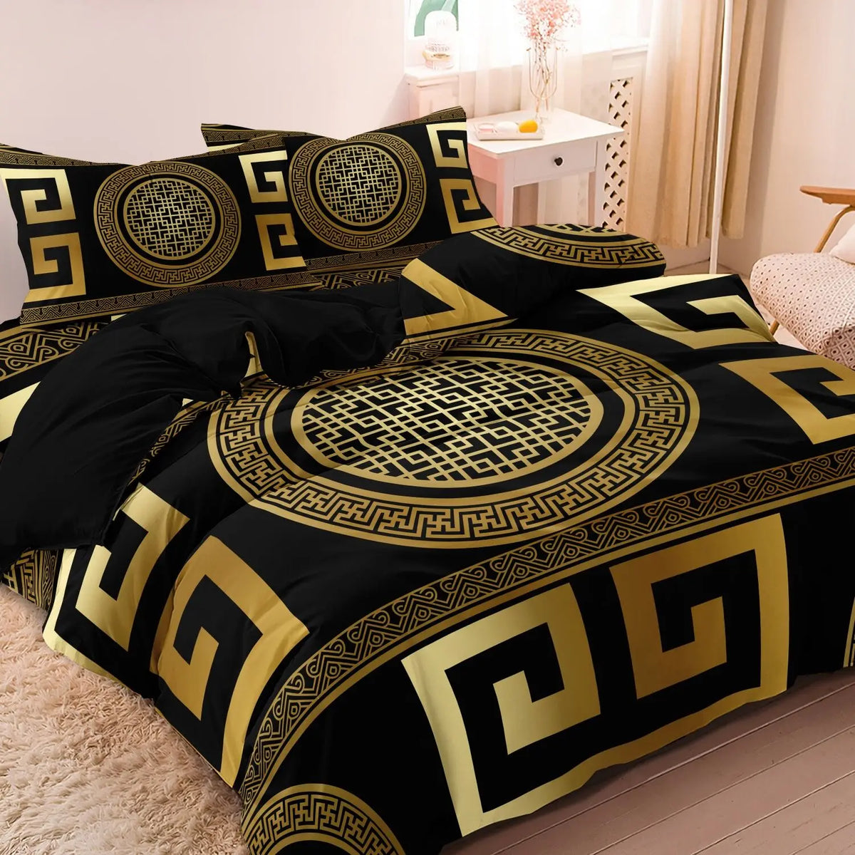3pcs Set Luxury Baroque Geometric Duvet Cover Set Suitable For Bedroom Hotel Inn School Dormitory Can Be Used As Holiday Gifts