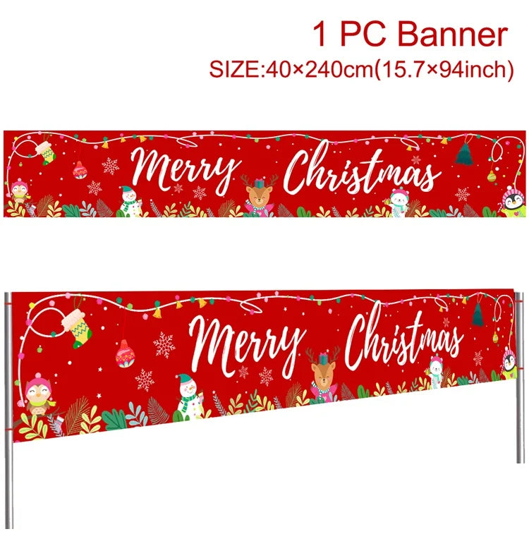 Christmas Outdoor Banner Merry Christmas Decorations For Home 2025 Outdoor Decor Xmas Navidad Noel Natal Happy New Year 2026