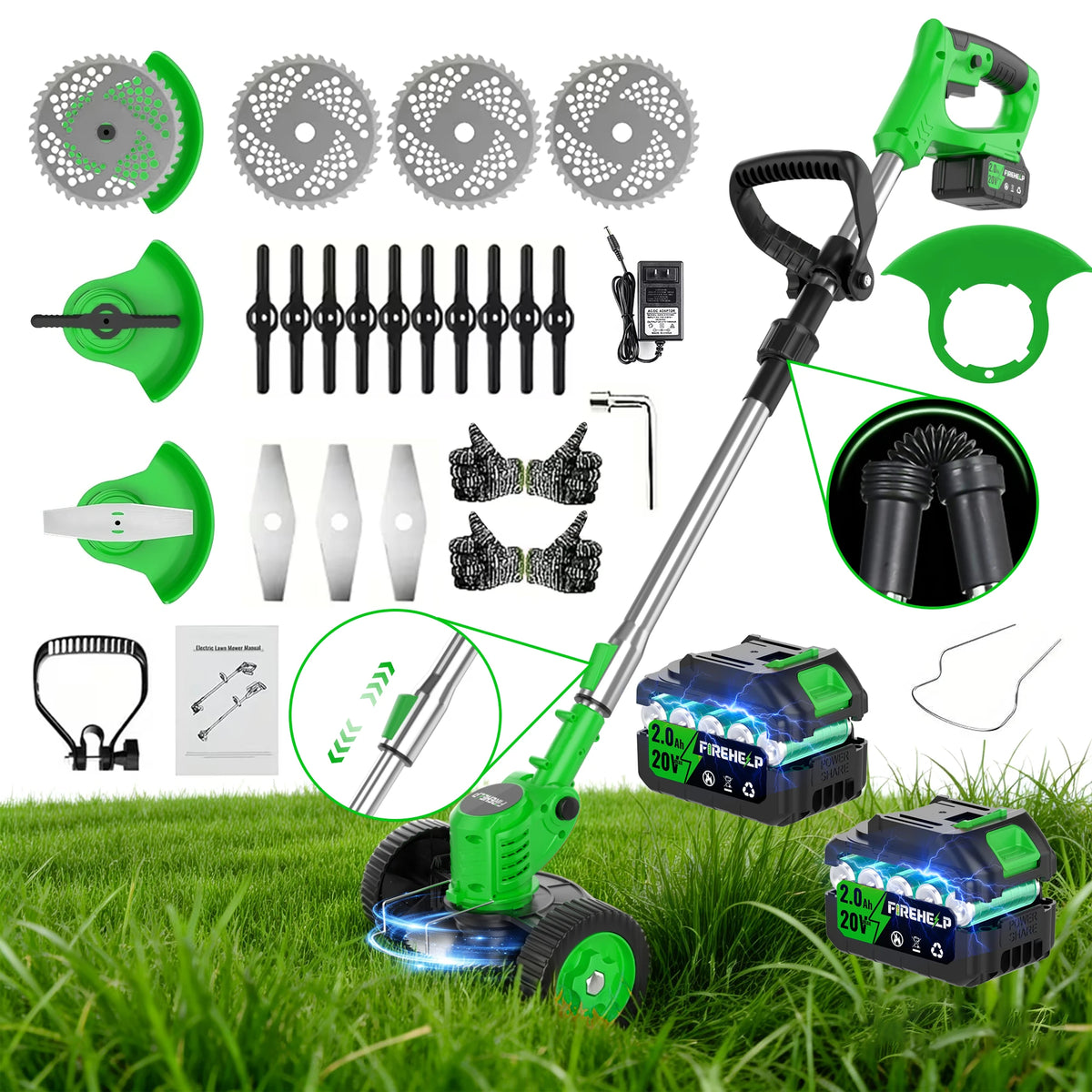 Lithium-ion Battery 3-in-1 Cordless Electric Weed Remover Comes with Two Batteries