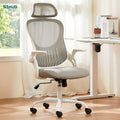 Home Office Chair, Ergonomic High Back Mesh Rolling Computer Desk Chair with Wheels & Adjustable Headrest, Comfort Lumbar Support, Flip-Up Armrests for Bedroom & Study Room