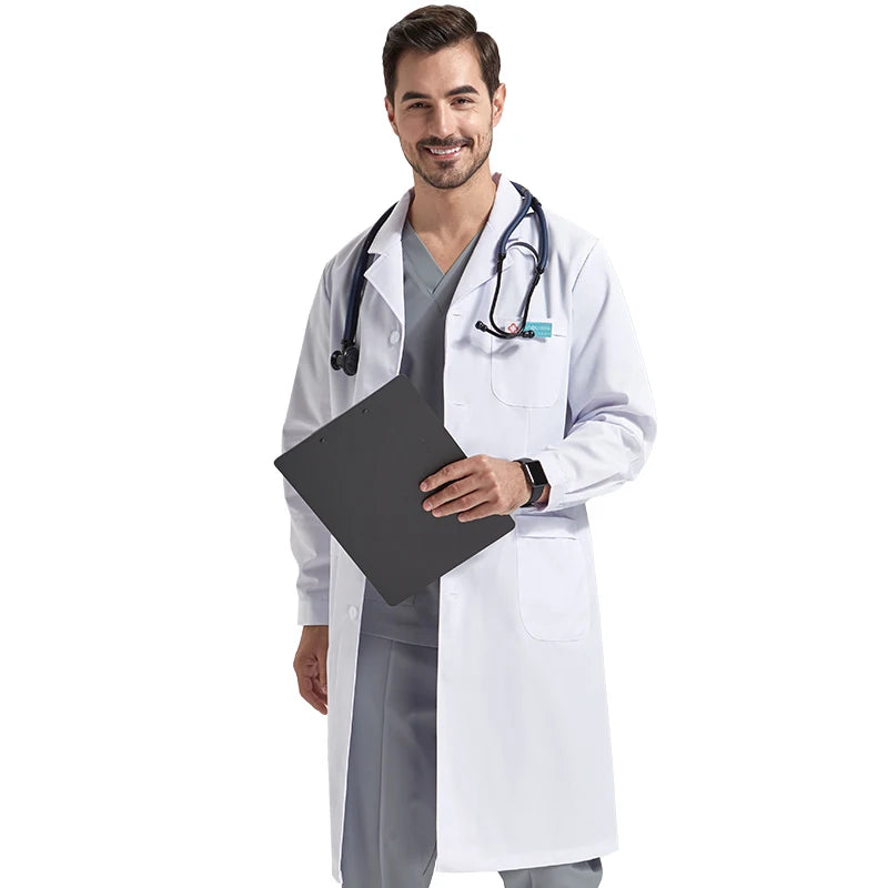 44½" Lab Coats Women Men Professional Medical White Coat 3-Pocket Super Twill Consultation Work Tunic Suit YHF-6535-03