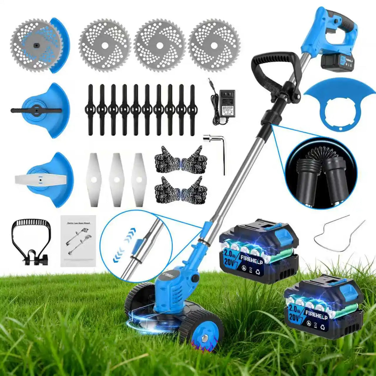 Lithium-ion Battery 3-in-1 Cordless Electric Weed Remover Comes with Two Batteries