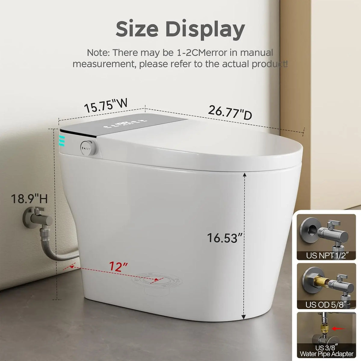 Smart Toilet with Bidet Built In, Auto Open Close, Foam Shield TC02, Customized