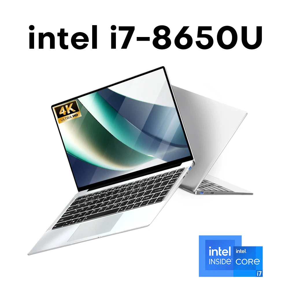 2026 14.1"Laptop Intel Core i7 8650U Atom A3950 Portable Laptops Windows 11 Computer 12GB RAM 1TB 2TB SSD Notebook Office