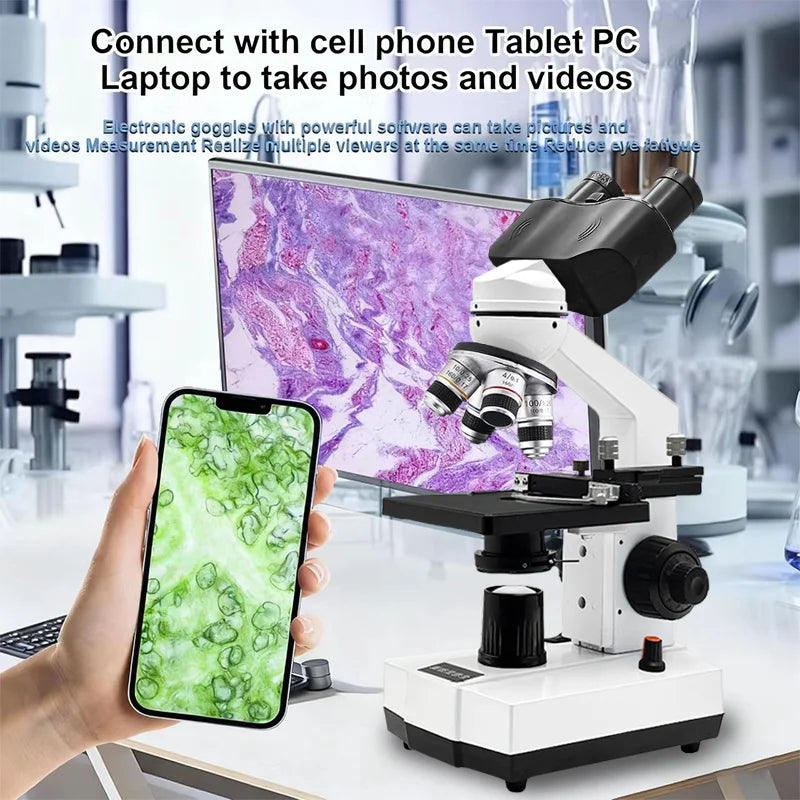High Power Binocular Compound Microscope for Student Biology Chemistry Lab, High Resolution Optical Microscope for Bacteria Cell Microorganism Observation