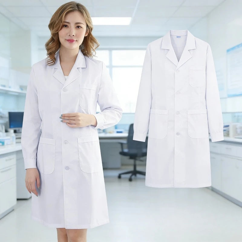 Lab Coat Long Short Sleeve White Doctor Nurse Uniform Isolation Gown For Clinic Work