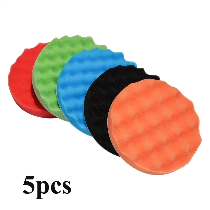 Car Polishing Sponge Pad Kit 5 Inch 6 Inch 7 Inch | 5 Pack Auto Waxing Buffing Pads for Car Detailing