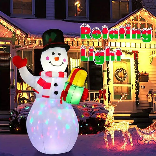 5ft Inflatable LED Rotating Light Snowman Outdoor Yard Xmas Decoration Christmas Decorations Home Christmas Gifts Christmas Decor