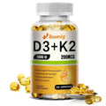 Soomiig Vegetarian Vitamin D3+K2 Capsules Promotes Calcium Metabolism Fracture Bone Health Heart and Immune System Support