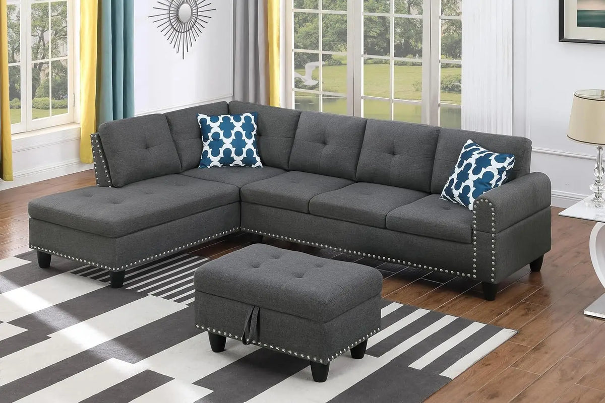 Sectional Sofa Couches for Living Room, 98" L Shaped Couch | Modern 4-Seaters Living Room Furniture Sets with, Customized