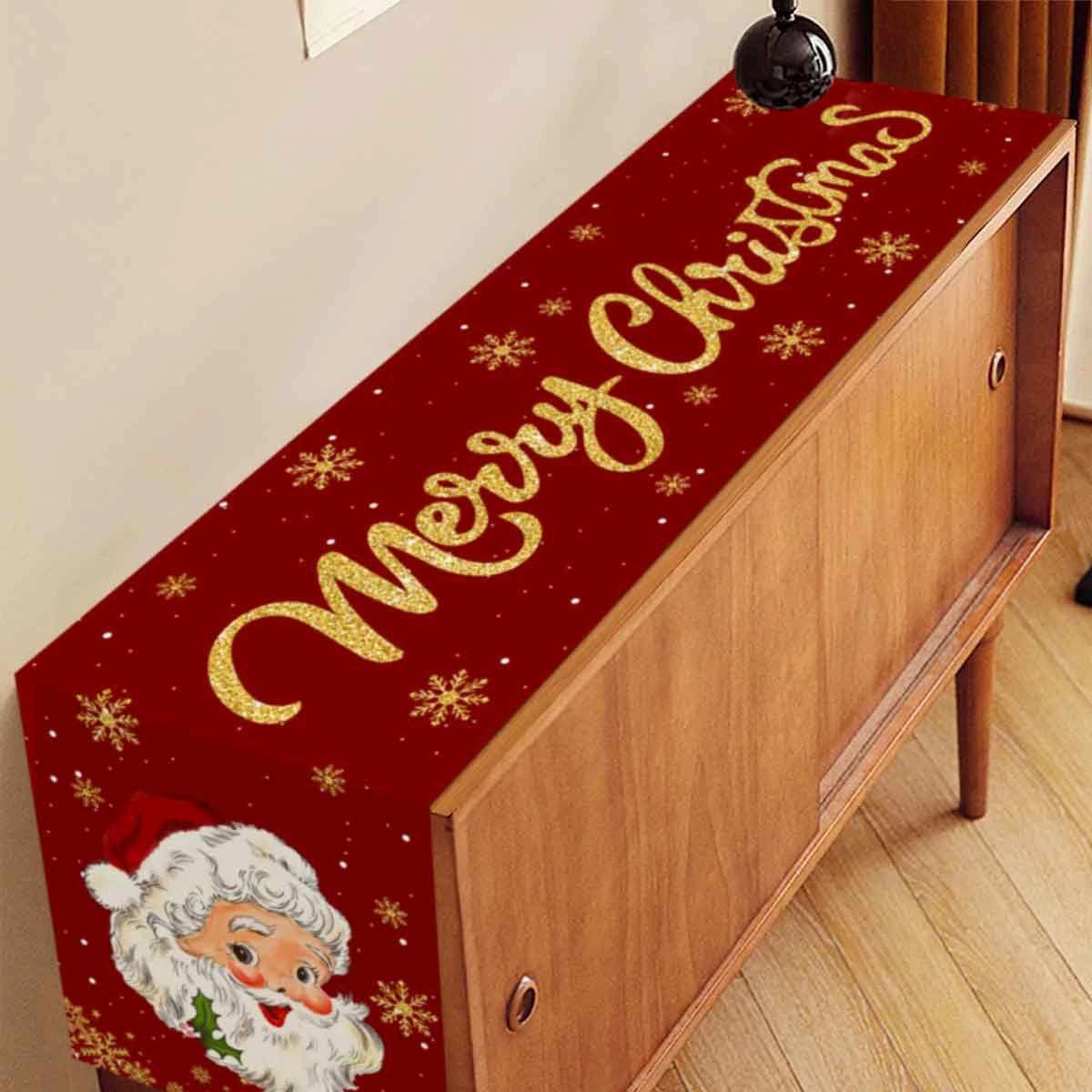 Red Santa Claus Christmas Table Runner Christmas Decoration for Home 2025 Xmas Party Table Cover Decor Navidad New Year 2026