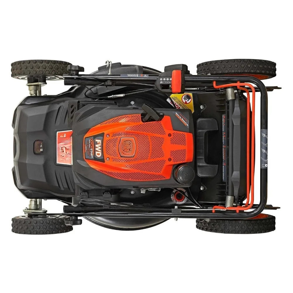 Gas Walk Behind Self Propelled Lawn Mower 22 Inch 201cc 6 Speed CVT High Wheel 3 in 1 FWD
