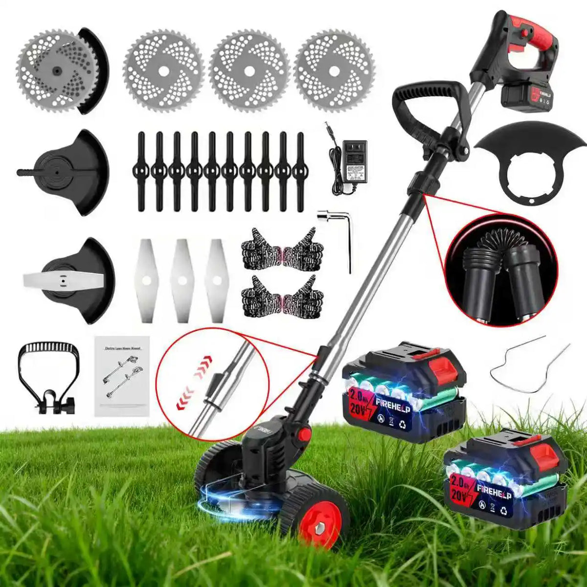 Lithium-ion Battery 3-in-1 Cordless Electric Weed Remover Comes with Two Batteries