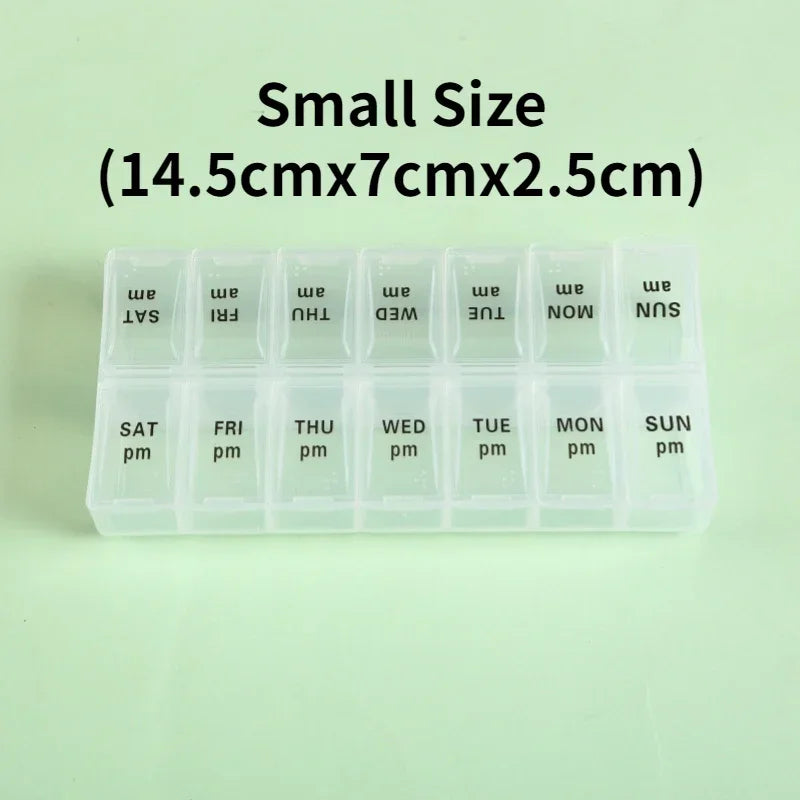 New Weekly Portable Travel Pill Cases Box 7 Days Organizer 14 Grids Pills Container Storage Tablets Vitamins Medicine Fish Oils