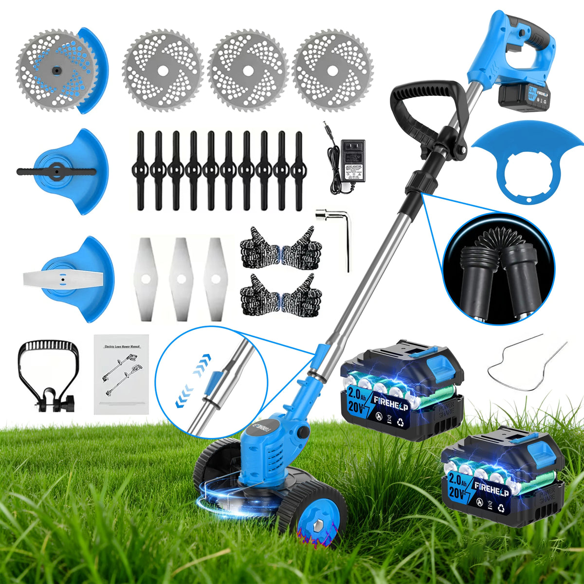 Lithium-ion Battery 3-in-1 Cordless Electric Weed Remover Comes with Two Batteries
