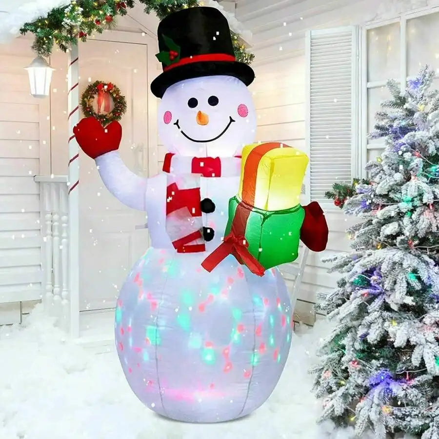 5ft Inflatable LED Rotating Light Snowman Outdoor Yard Xmas Decoration Christmas Decorations Home Christmas Gifts Christmas Decor