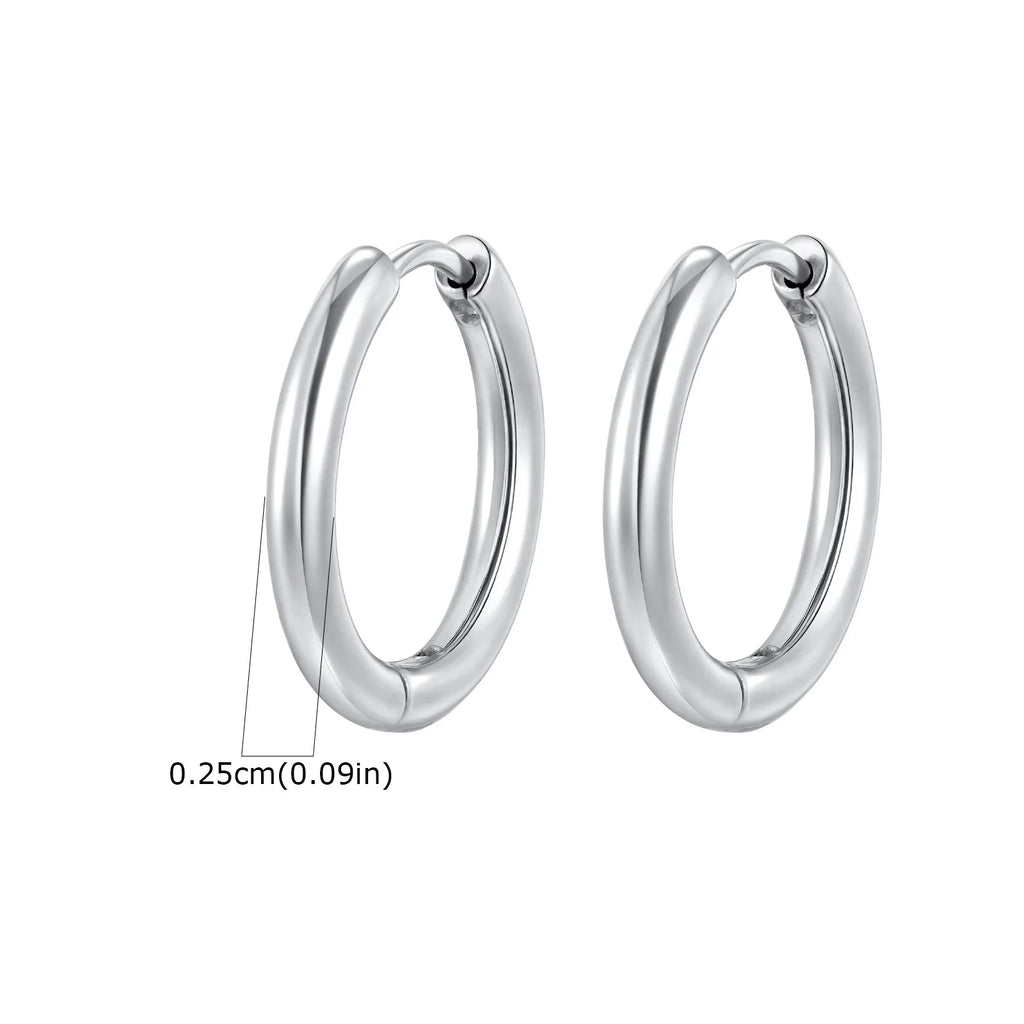 1Pair Round Hoop Earrings for Women Men | Gold Plated Stainless Steel Hypoallergenic Piercing Jewelry