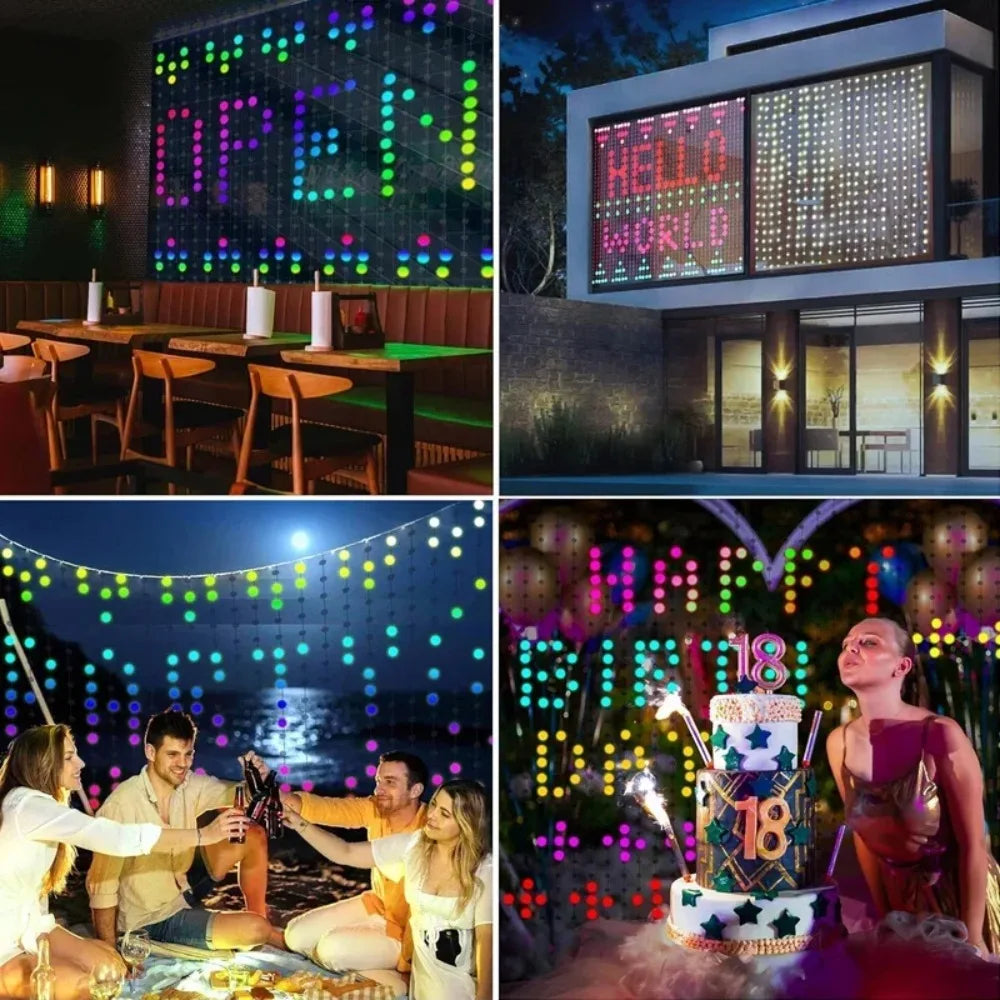 2026 Christmas Decorations Lights Outdoor LED Curtain Fairy Lamp App Control DIY Pattern Waterproof for Wedding Party Home Xmas