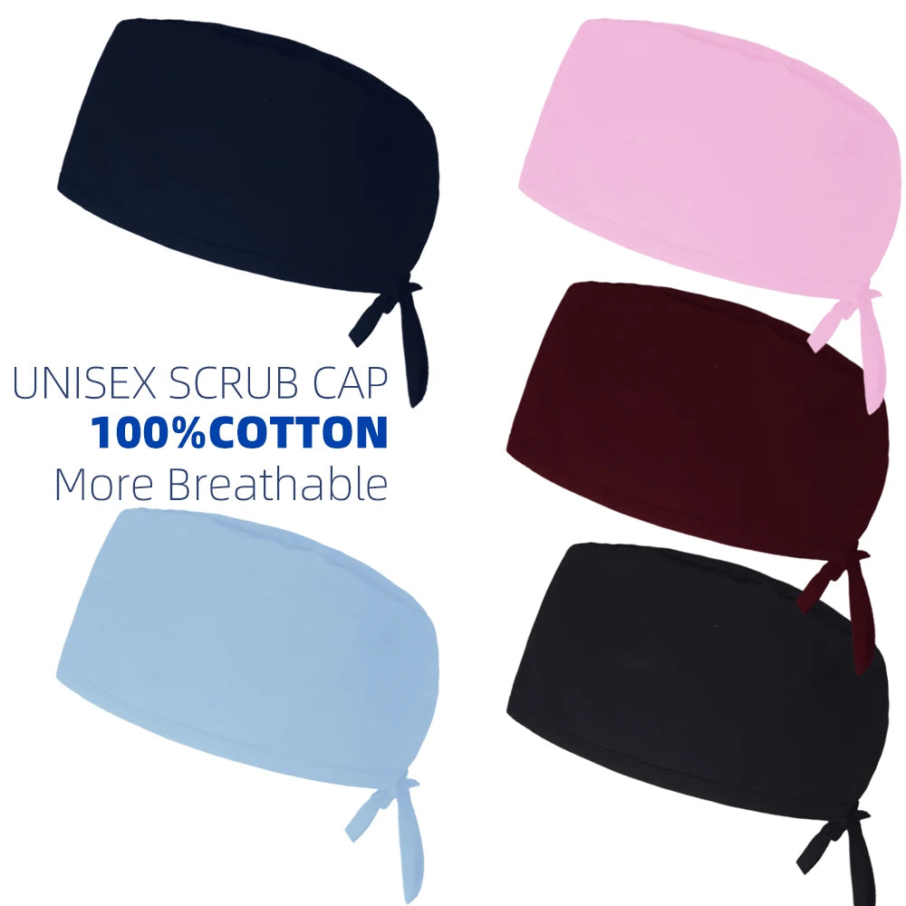 New Solid Scrub Cap Women men Medical Nursing Hats Beauty Operating room Work Hat Dental Clinic Caps Unisex Dentist Surgical Cap