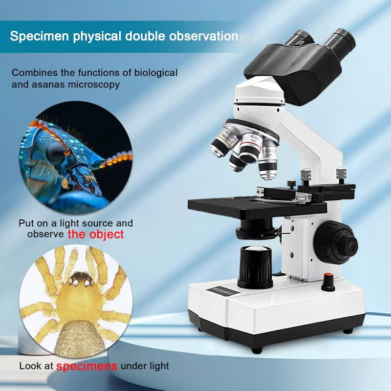 High Power Binocular Compound Microscope for Student Biology Chemistry Lab, High Resolution Optical Microscope for Bacteria Cell Microorganism Observation