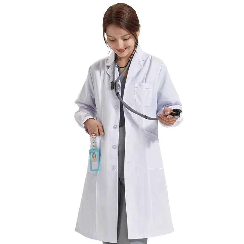 44½" Lab Coats Women Men Professional Medical White Coat 3-Pocket Super Twill Consultation Work Tunic Suit YHF-6535-03