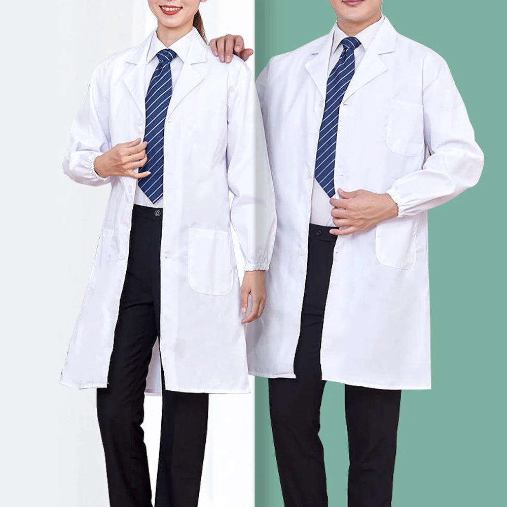 Professional Medical Student Doctor White Lab Coat Long Sleeve White Medical Scientist Lab Coats For Hospital Scientist School