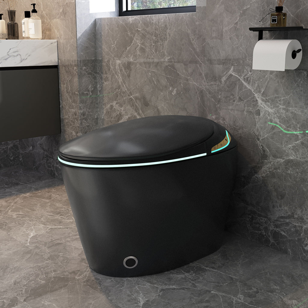 Smart Toilet with Built-In Bidet and Auto Open/Close Seat - White, Dark Gray, Black
