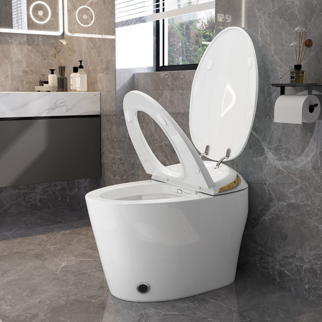 Smart Toilet with Built-In Bidet and Auto Open/Close Seat - White, Dark Gray, Black
