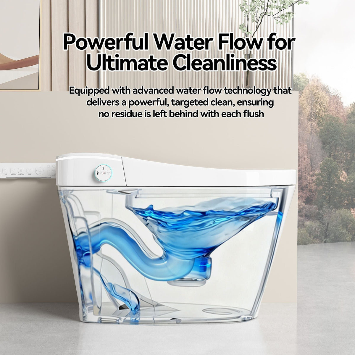 Smart Bidet Toilet with Heated Seat & Auto Open - White, Black, or Dark Gray