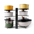 Adjustable Pot Rack Kitchen Storage Organizer with Customizable Installation - Black