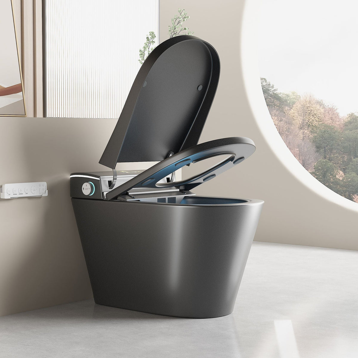 Smart Bidet Toilet with Heated Seat & Auto Open - White, Black, or Dark Gray