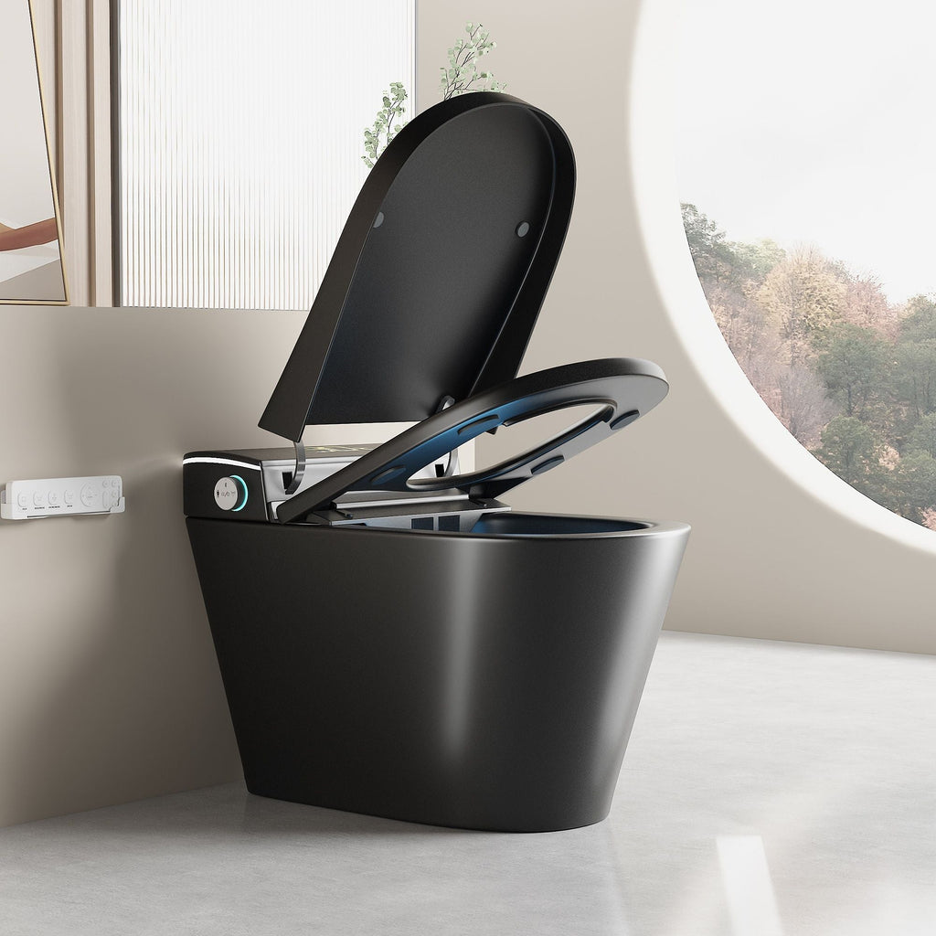 Smart Bidet Toilet with Heated Seat & Auto Open - White, Black, or Dark Gray