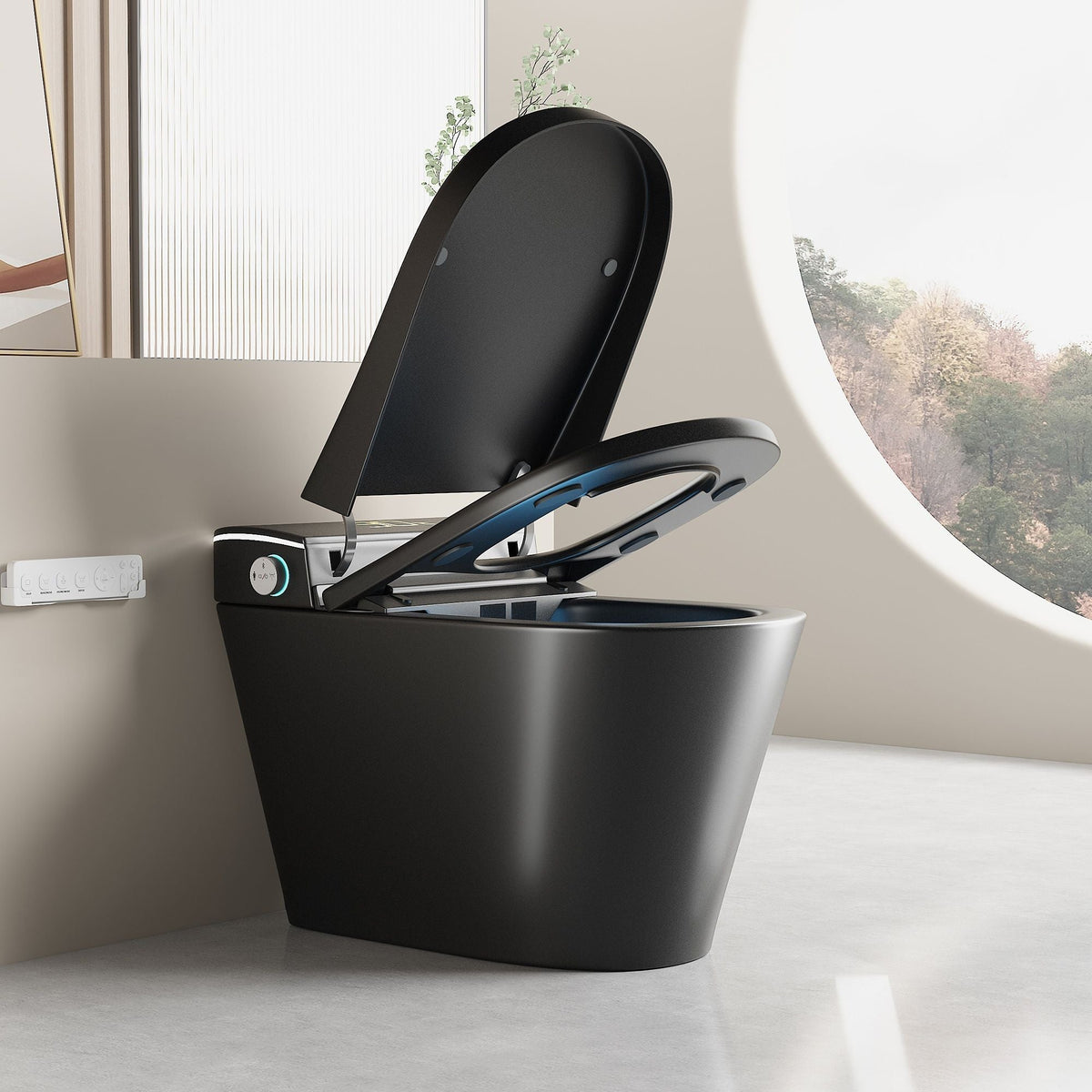 Smart Bidet Toilet with Heated Seat & Auto Open - White, Black, or Dark Gray