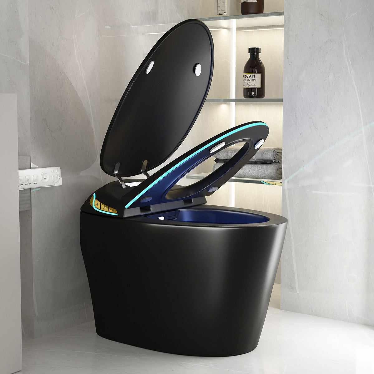 Smart Toilet with Built-In Bidet and Auto Open/Close Seat - White, Dark Gray, Black