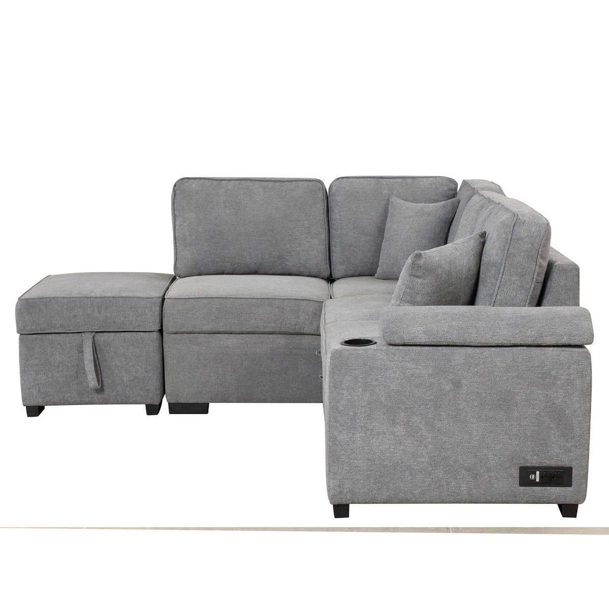 Sleeper Sofa Bed Sectional with Storage Ottoman - Gray, Beige, Green, Black