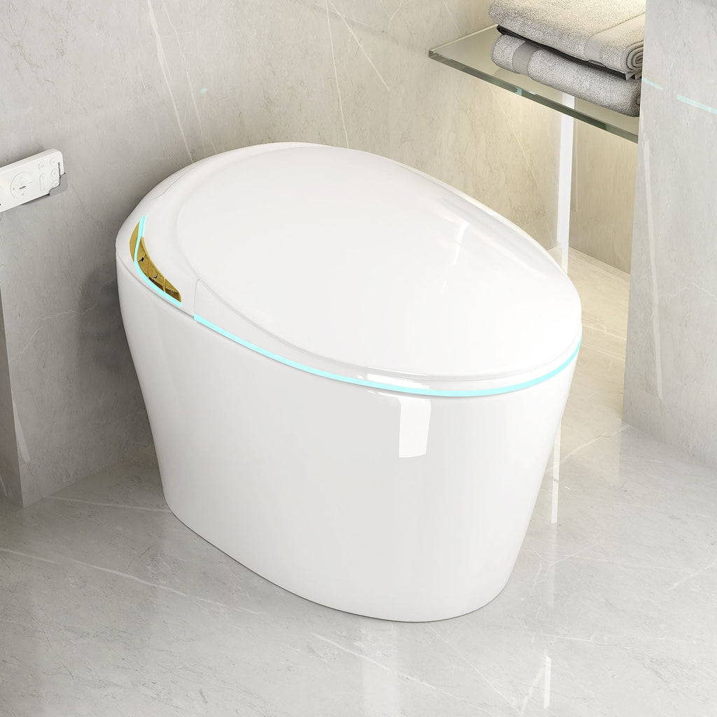 Smart Toilet with Built-In Bidet and Auto Open/Close Seat - White, Dark Gray, Black