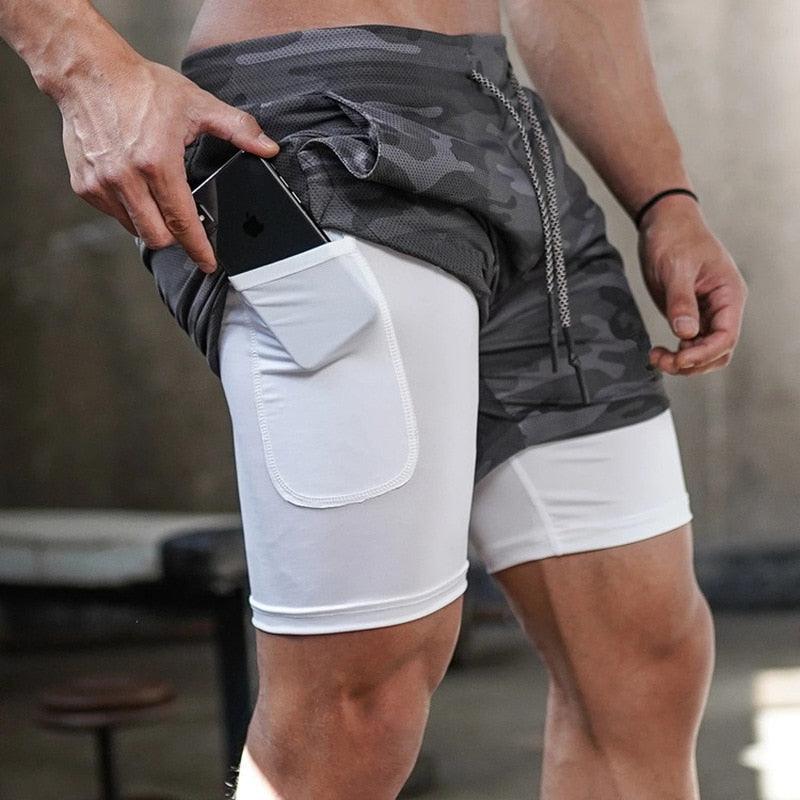Camo Running Shorts Men Gym Sports Shorts 2 In 1 Quick Dry Workout Training Gym Fitness Jogging Short Pants Summer Men Shorts  Men's Running Gym Shorts Breathable with Pockets Quick Dry Sportswear