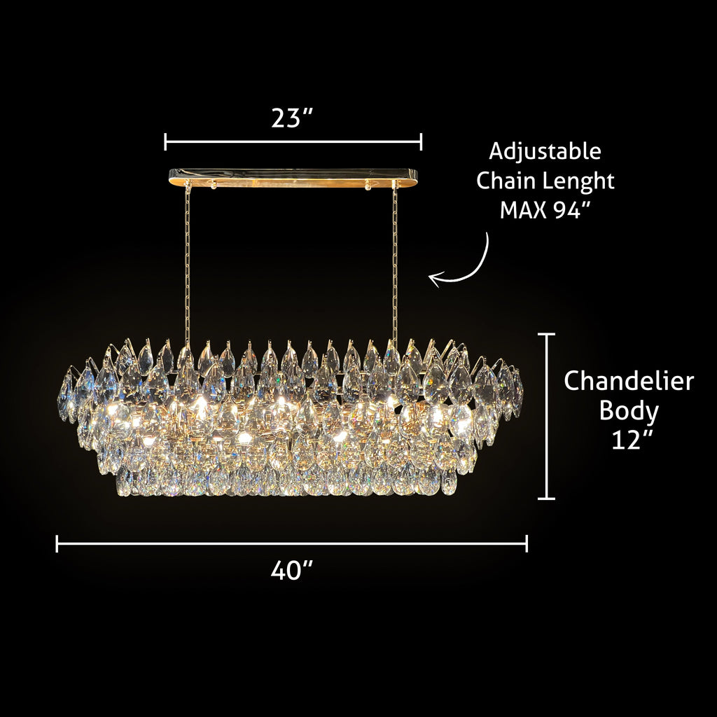 Teardrop Crystal Diamond Linear Chandelier