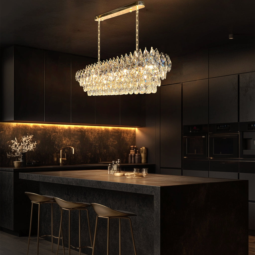 Teardrop Crystal Diamond Linear Chandelier