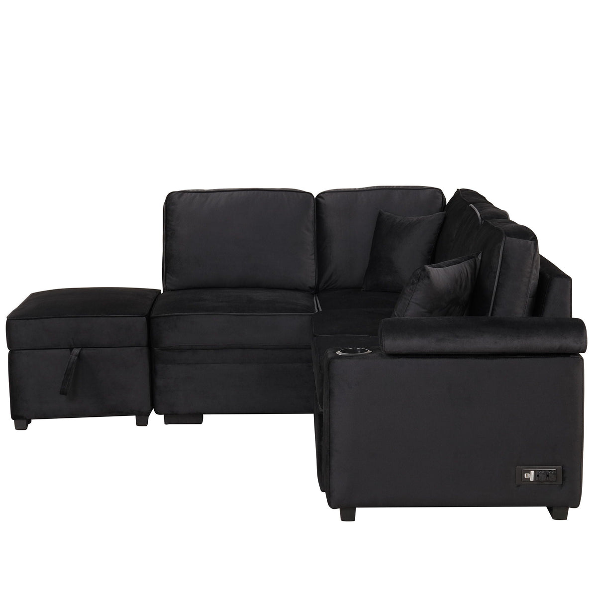 Sleeper Sofa Bed Sectional with Storage Ottoman - Gray, Beige, Green, Black