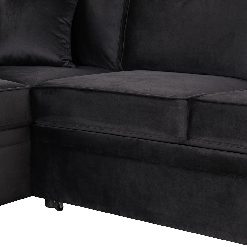 Sleeper Sofa Bed Sectional with Storage Ottoman - Gray, Beige, Green, Black