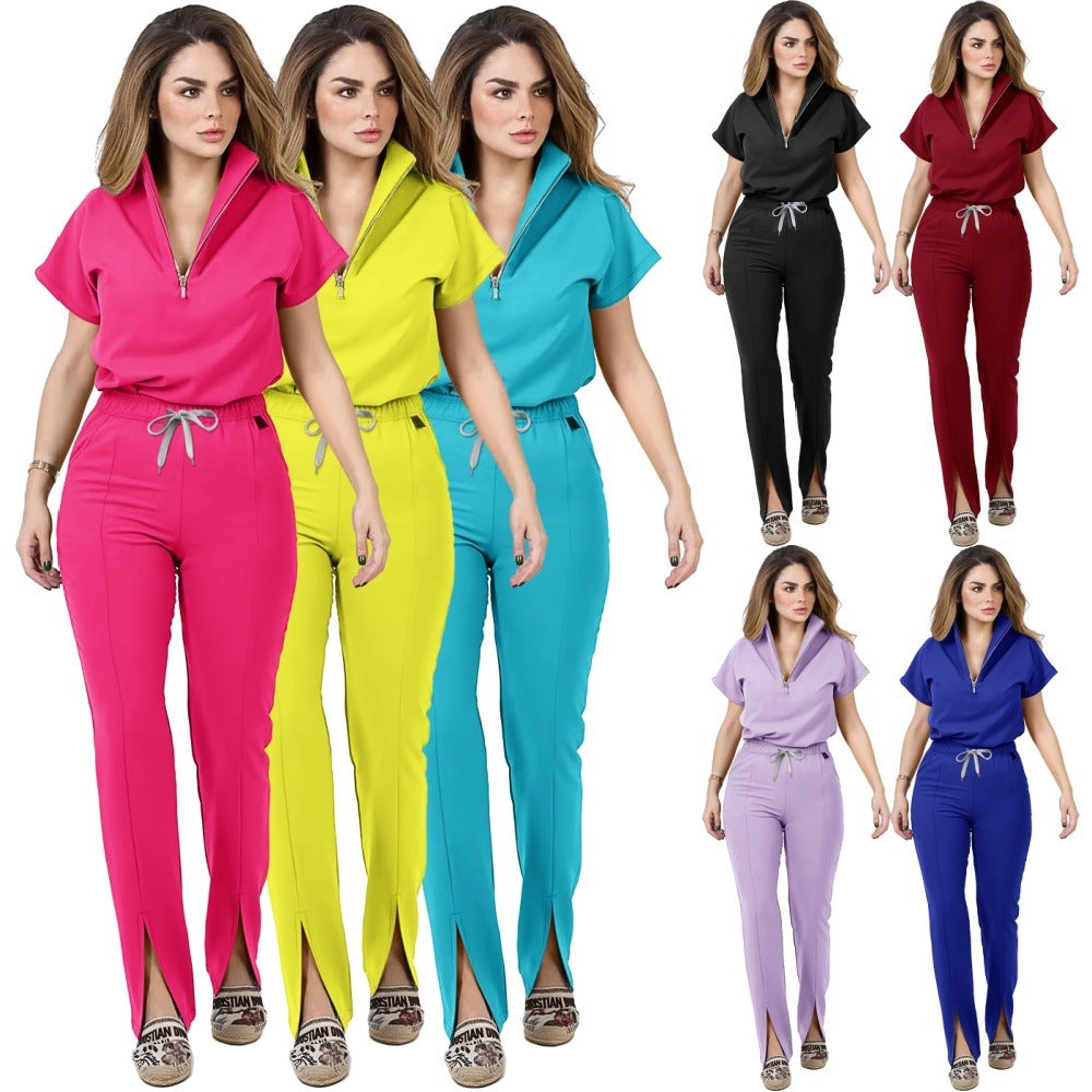 Quick-Dry Surgical Scrub Set, Short-Sleeve Medical Uniform