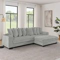 Corduroy Tufted Upholstered Sleeper Sectional Sofa, L-Shaped Modular Convertible Sofa , Can freely change the position of the footrests-Gray(Assembly is required)
