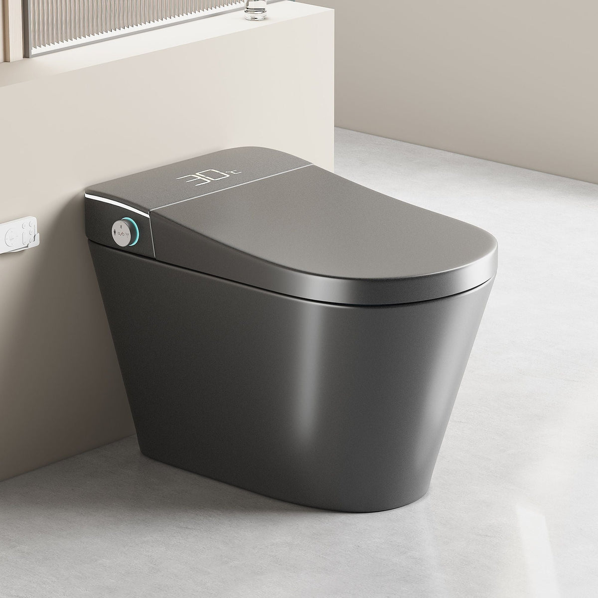 Smart Bidet Toilet with Heated Seat & Auto Open - White, Black, or Dark Gray