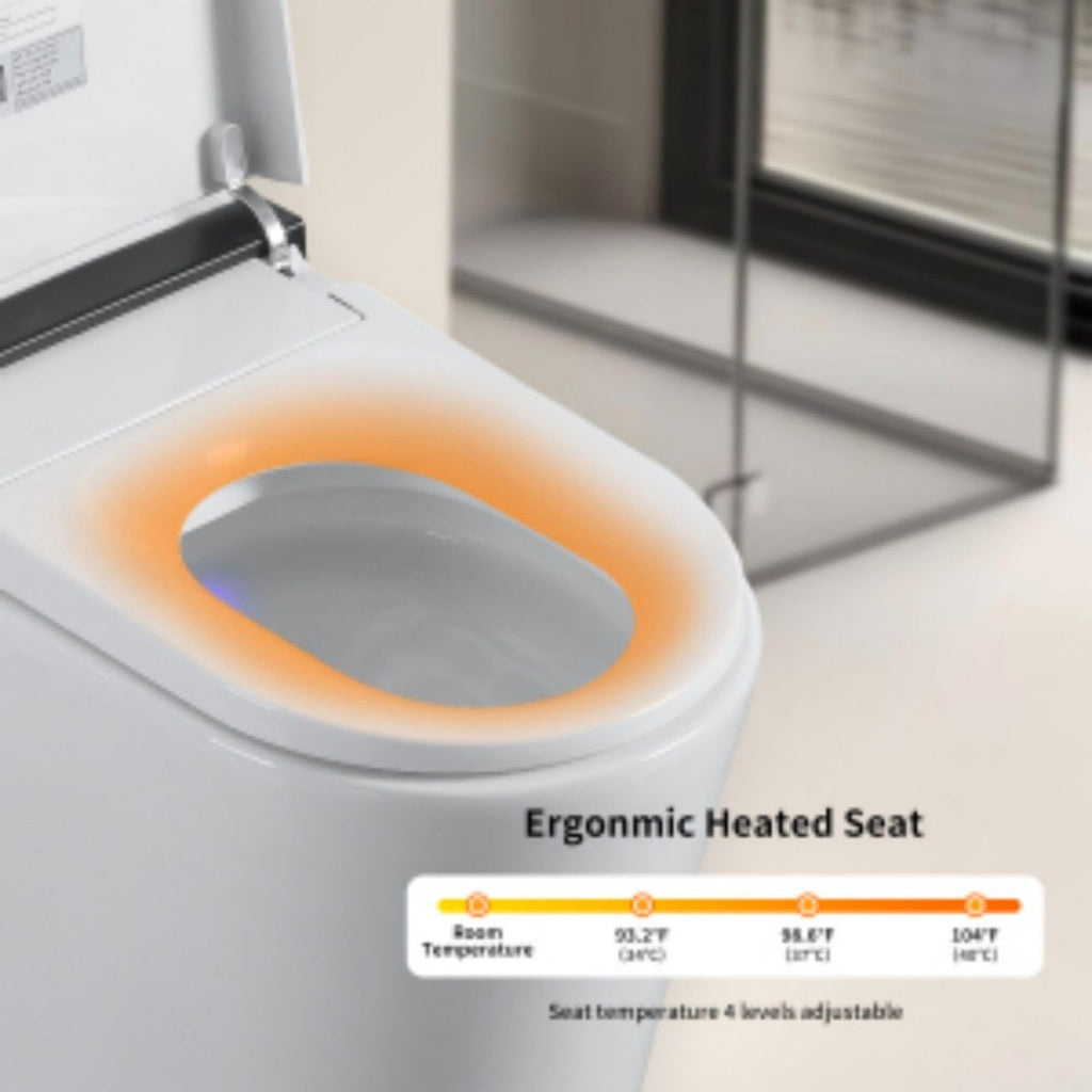 Smart Toilet With Bidet Seat Built In, Auto Open / Close Seat, Foot Sensor, LED Display - White