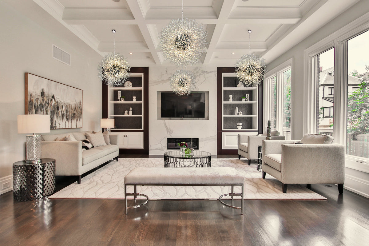 Luxe Starburst Chrome Crystal Chandelier 24"