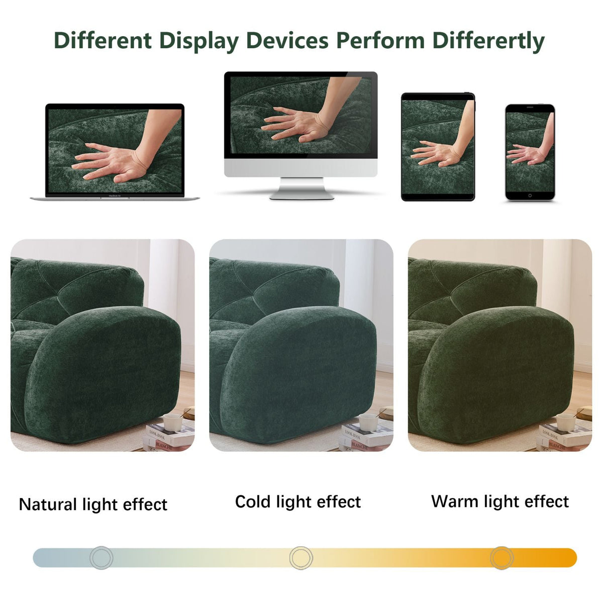 110''Boneless Sofa With Tufted,Soft Velvet Fabric,Modular Sectional Sofa Couches,32D High Density Sponge,Anti-Slip Design,Ergonomic Design Bottom,No Assembly Required,For Study,Home Theater,Green